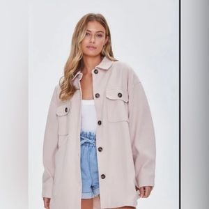 NWT- Forever 21 Oversized Button-Front Shacket in Cream